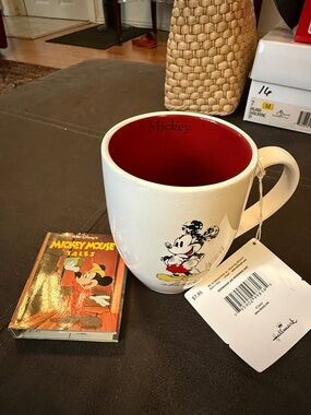 Hallmark Mickey Mouse White Mug with Red Interior with book